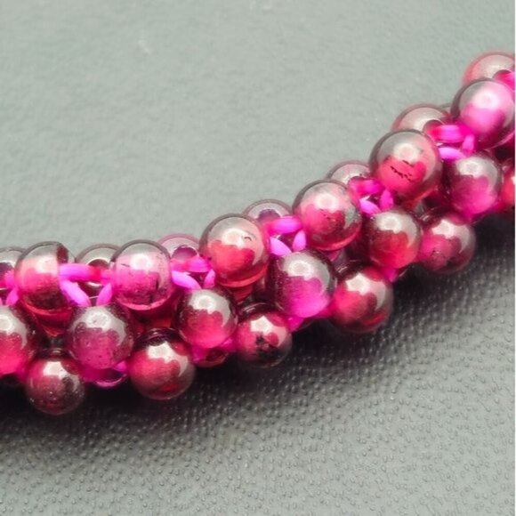 Aquamarine and Garnet Beaded Stretch Bracelet NWOT - Picture 5 of 9